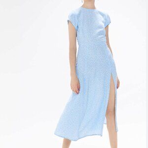 Urban Outfitters Lindsey Cap-Sleeve Side-Slit Midi Dress Size XS